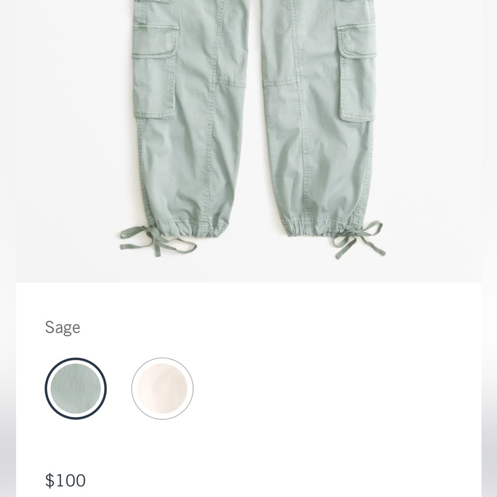 NWT Abercrombie Sage Green Cargo Pants Size Small Long - Picture 2 of 2